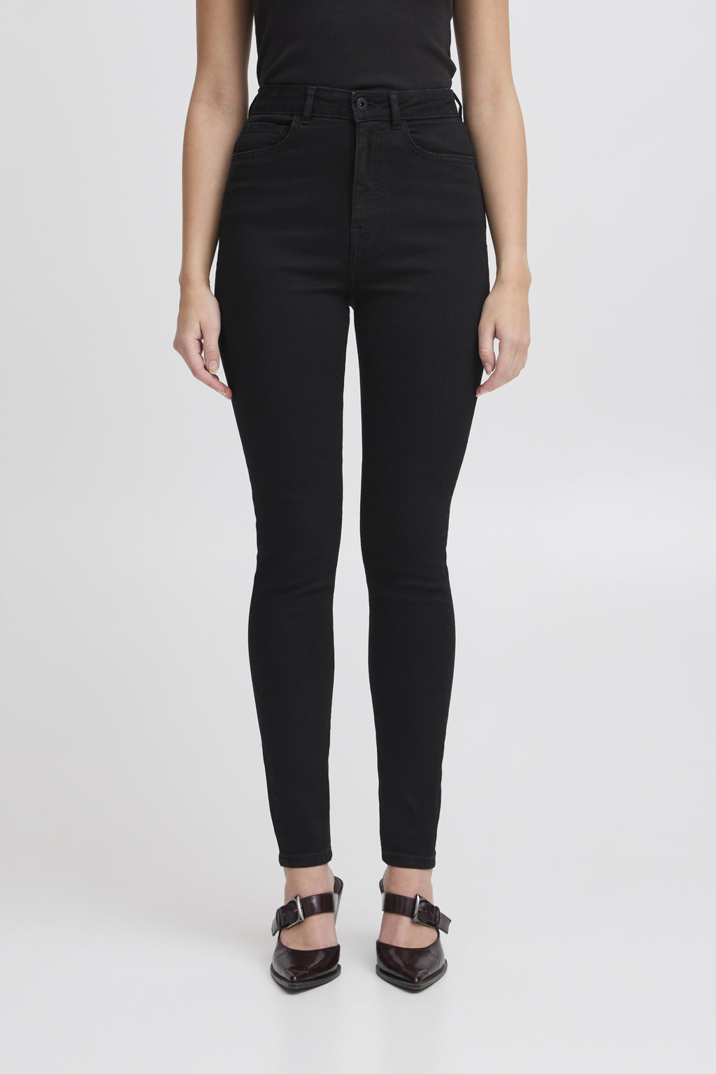 Twiggy slim high waist gallabuxur - svartar