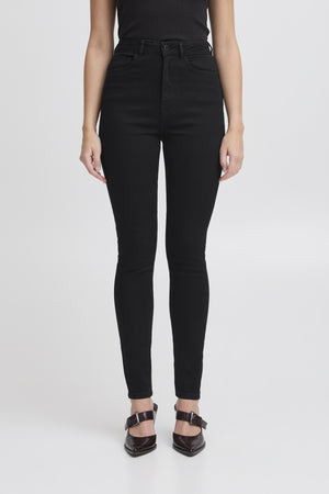 Twiggy slim high waist gallabuxur - svartar