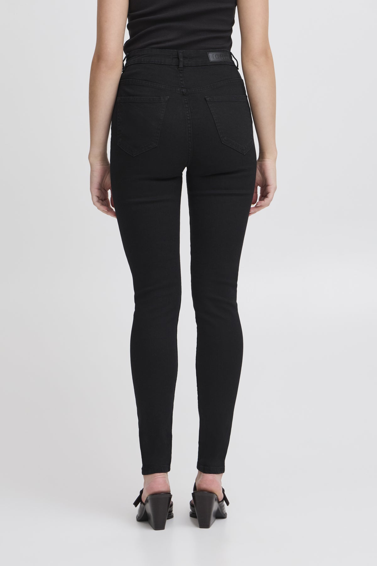 Twiggy slim high waist gallabuxur - svartar