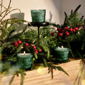 Noble fir Garland - gjafaaskja - 3 lítil kerti í gleri