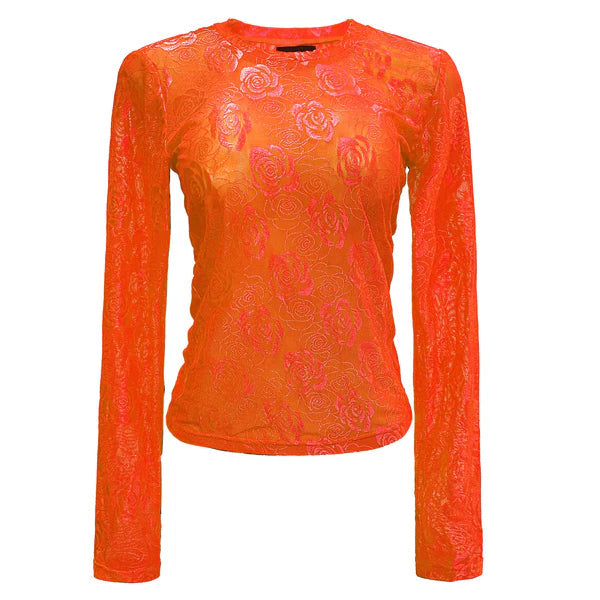 Rose lace toppur - orange