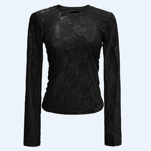 Rose lace toppur svartur